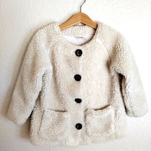 Hanna Andersson off white Sherpa button down jacket sz 4